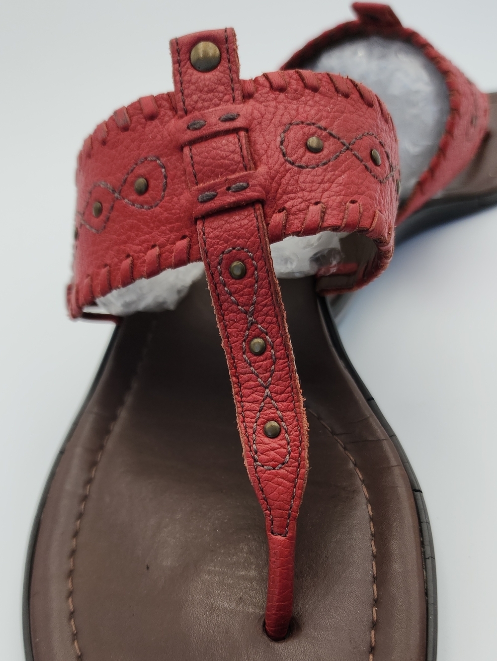 Franco Sarto Red Leather Braided Thong Women's Sandals Size 7.5 - Picture 8 of 12